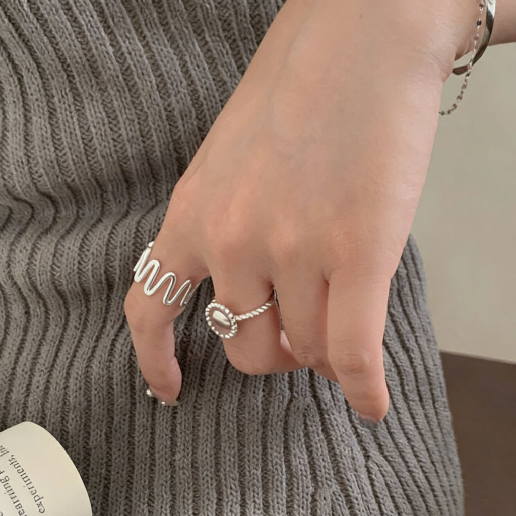 Damen Wellenförmiger Schmuckring aus Edelstahl Shop Nory