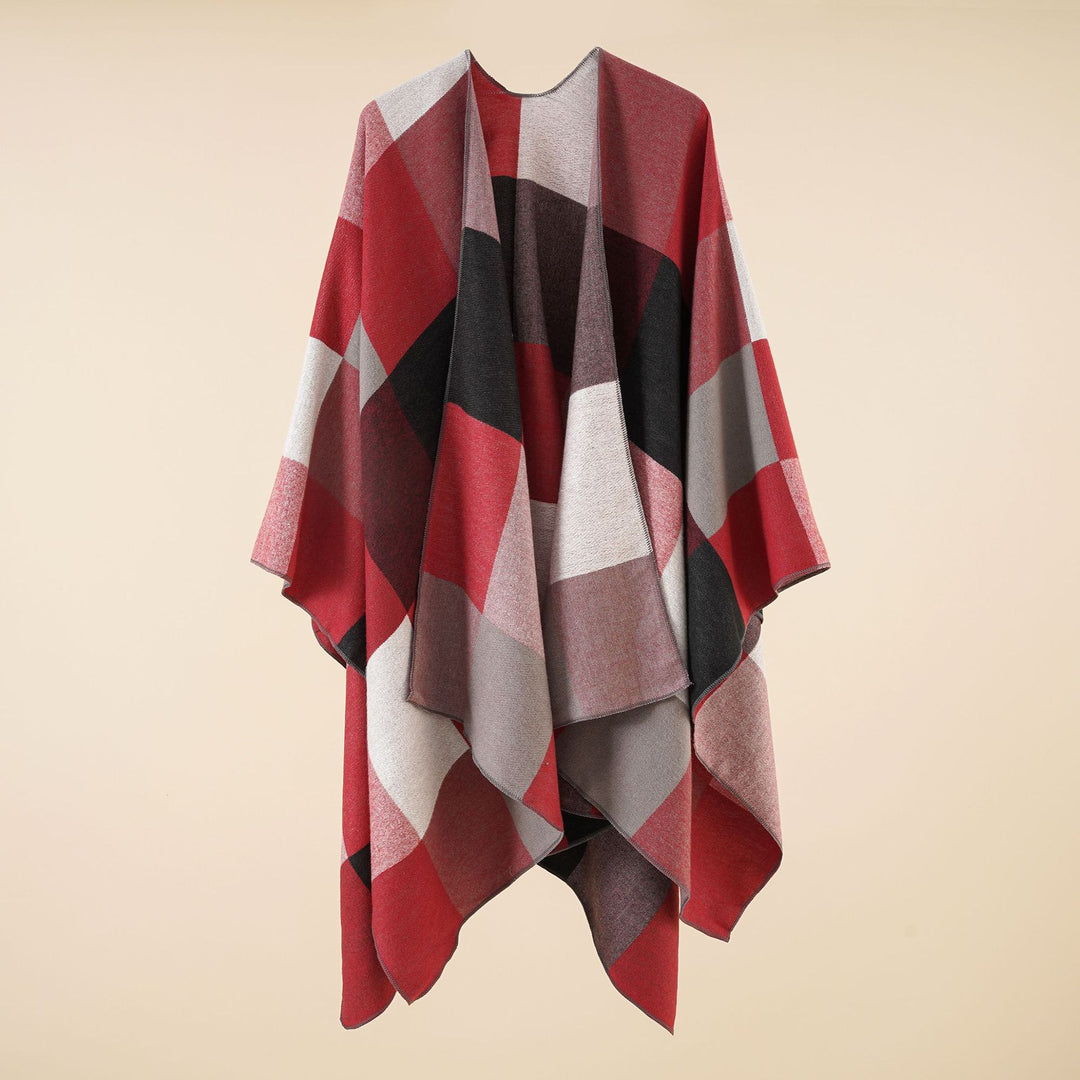 Damen Leichter Jacquard-Poncho mit geometrischem Muster und asymmetrischem Saum Shop Nory