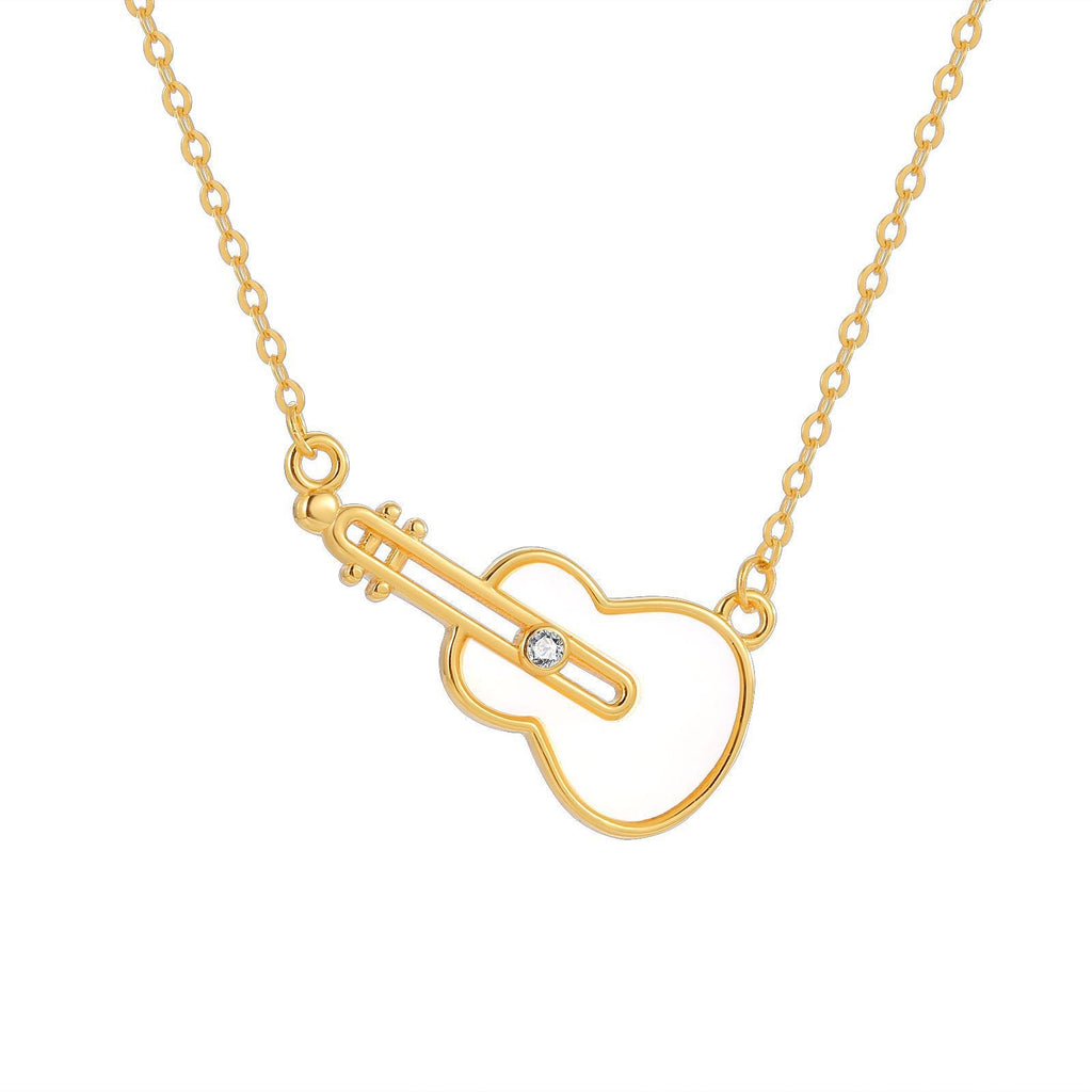 Damen elegante Halskette im Gitarren-Design mit funkelndem Zirkonia Shop Nory