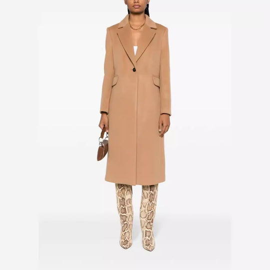 Damen Einreihiger Wollmix-Longcoat mit Ein-Knopf‑Verschluss und Pattentaschen Shop Nory