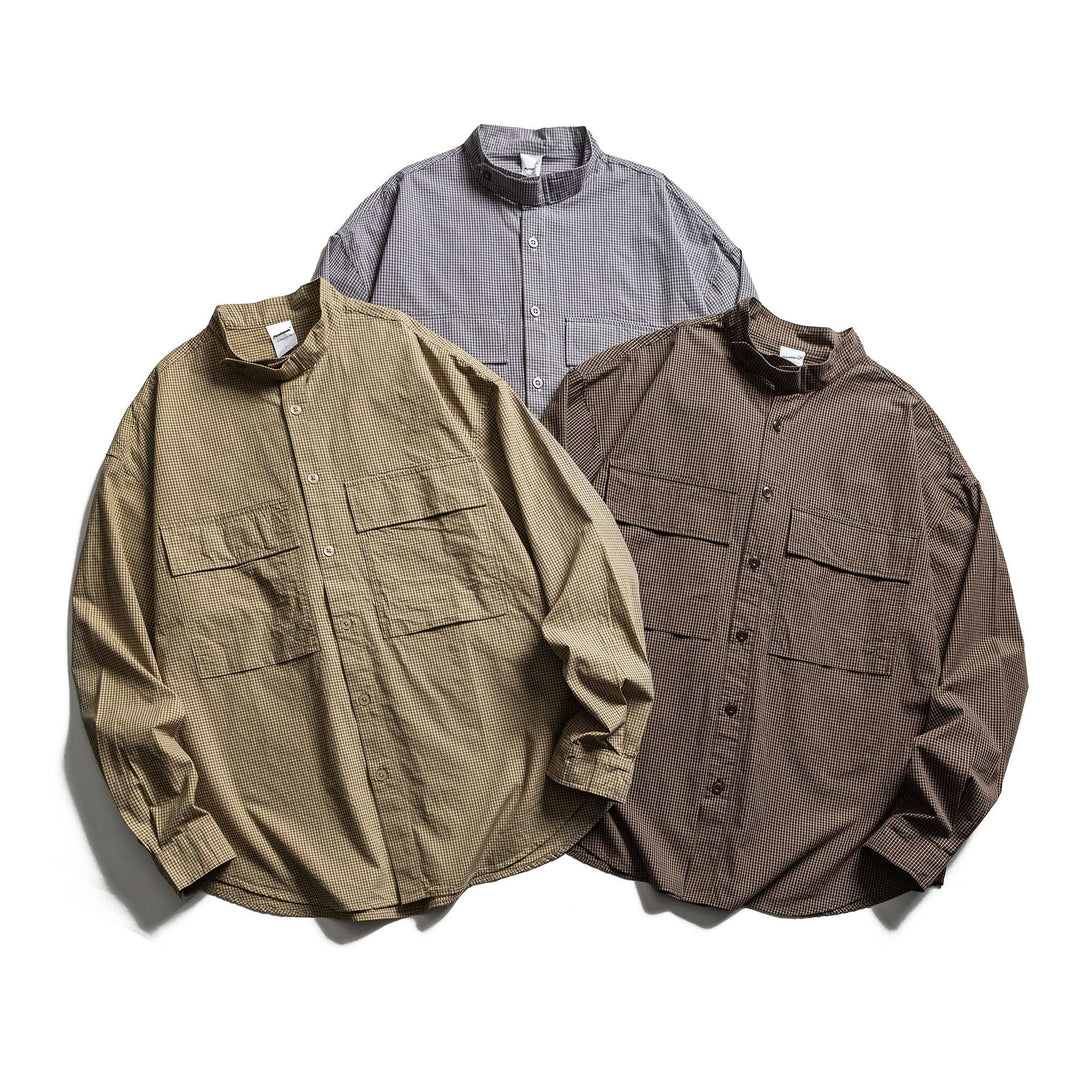 Herren Karo-Hemdjacke mit Stehkragen und aufgesetzten Brusttaschen Shop Nory