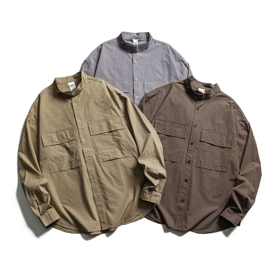 Herren Karo-Hemdjacke mit Stehkragen und aufgesetzten Brusttaschen Shop Nory