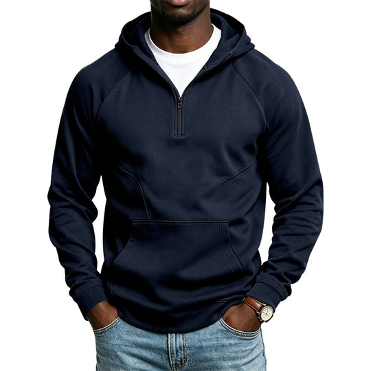 Herren Kapuzenpullover mit Kurzreißverschluss, Kängurutasche und Raglanärmeln Shop Nory