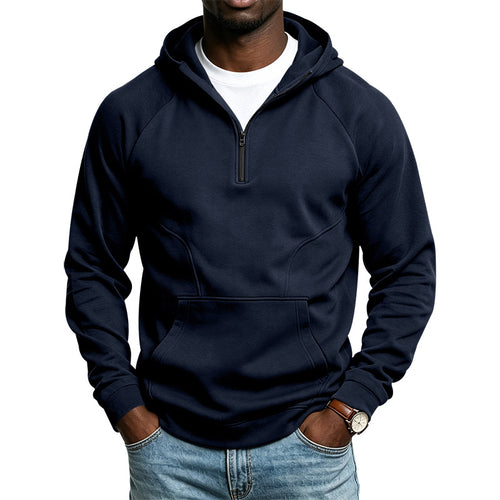 Herren Kapuzenpullover mit Kurzreißverschluss, Kängurutasche und Raglanärmeln Shop Nory