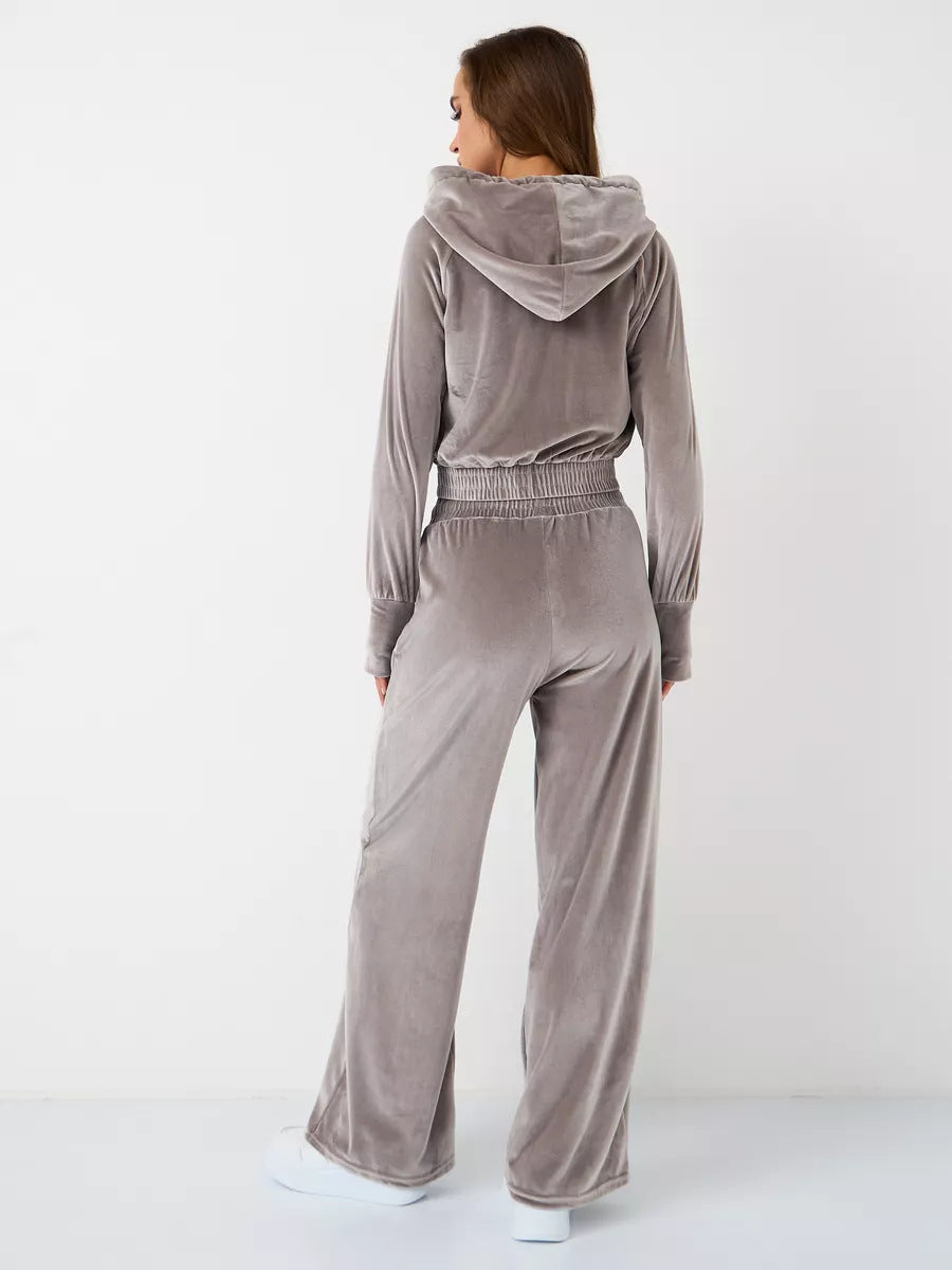 Minimalismus Fleece Kapuzenpullover und Jogginghose Zweiteiler Satz