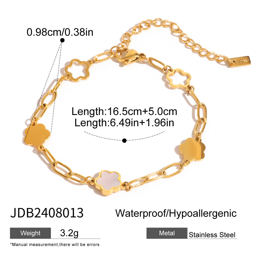 Damen Armband mit blütenförmigen Elementen und verstellbarem Edelstahlverschluss Shop Nory