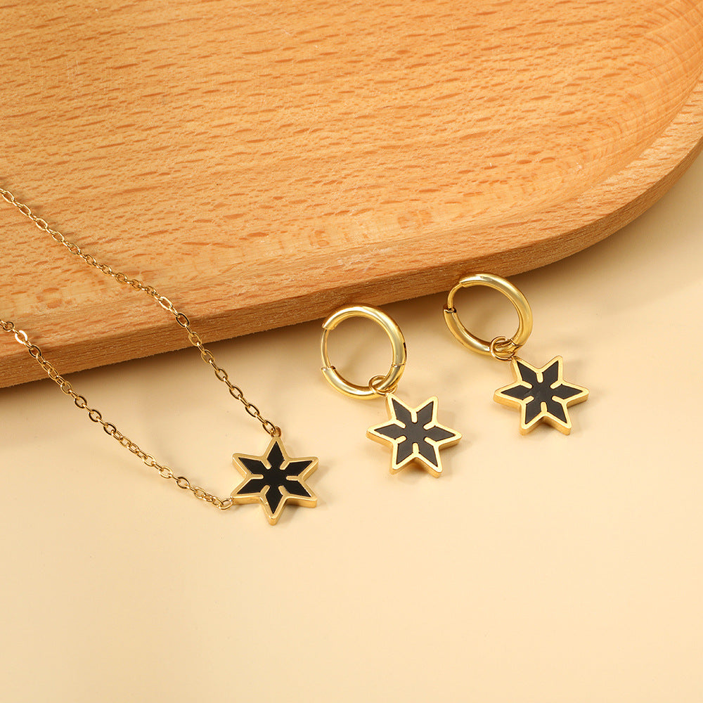 Damen Schmuckset mit funkelndem Blatt-Anhänger und eleganten Ohrsteckern Shop Nory
