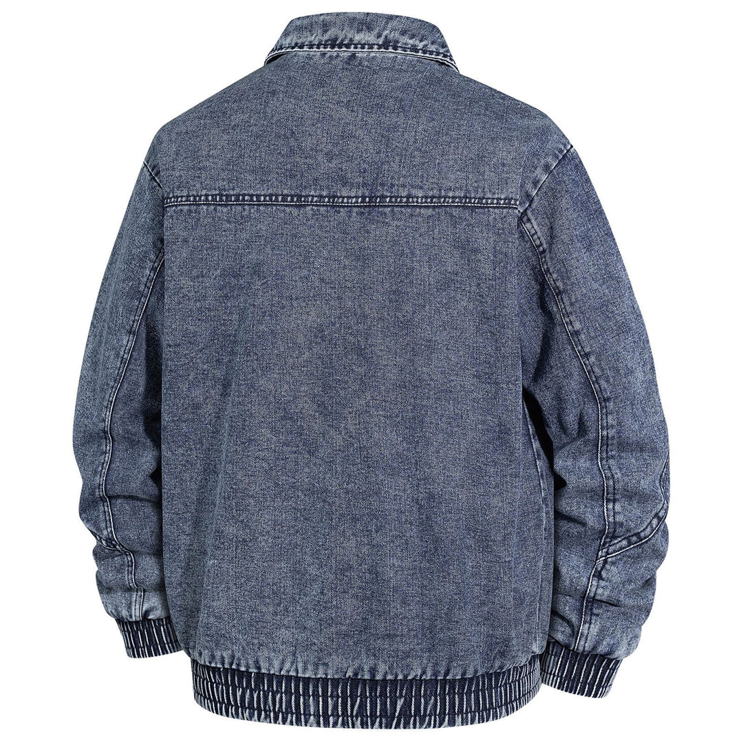 Herren Übergroße Jeans-Bomberjacke mit Stone-Wash, Reißverschluss und geripptem Saum Shop Nory
