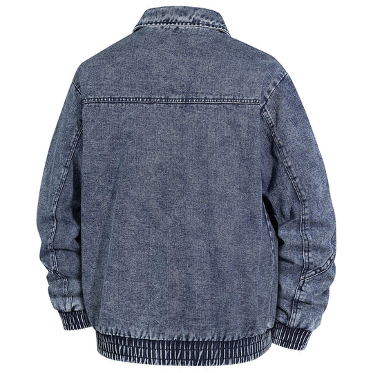 Herren Übergroße Jeans-Bomberjacke mit Stone-Wash, Reißverschluss und geripptem Saum Shop Nory