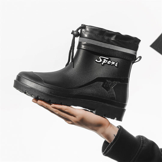 Herren Kurze wasserdichte Regenstiefelette mit Kordelverschluss und profiliertem Outdoor-Sohlendesign Shop Nory