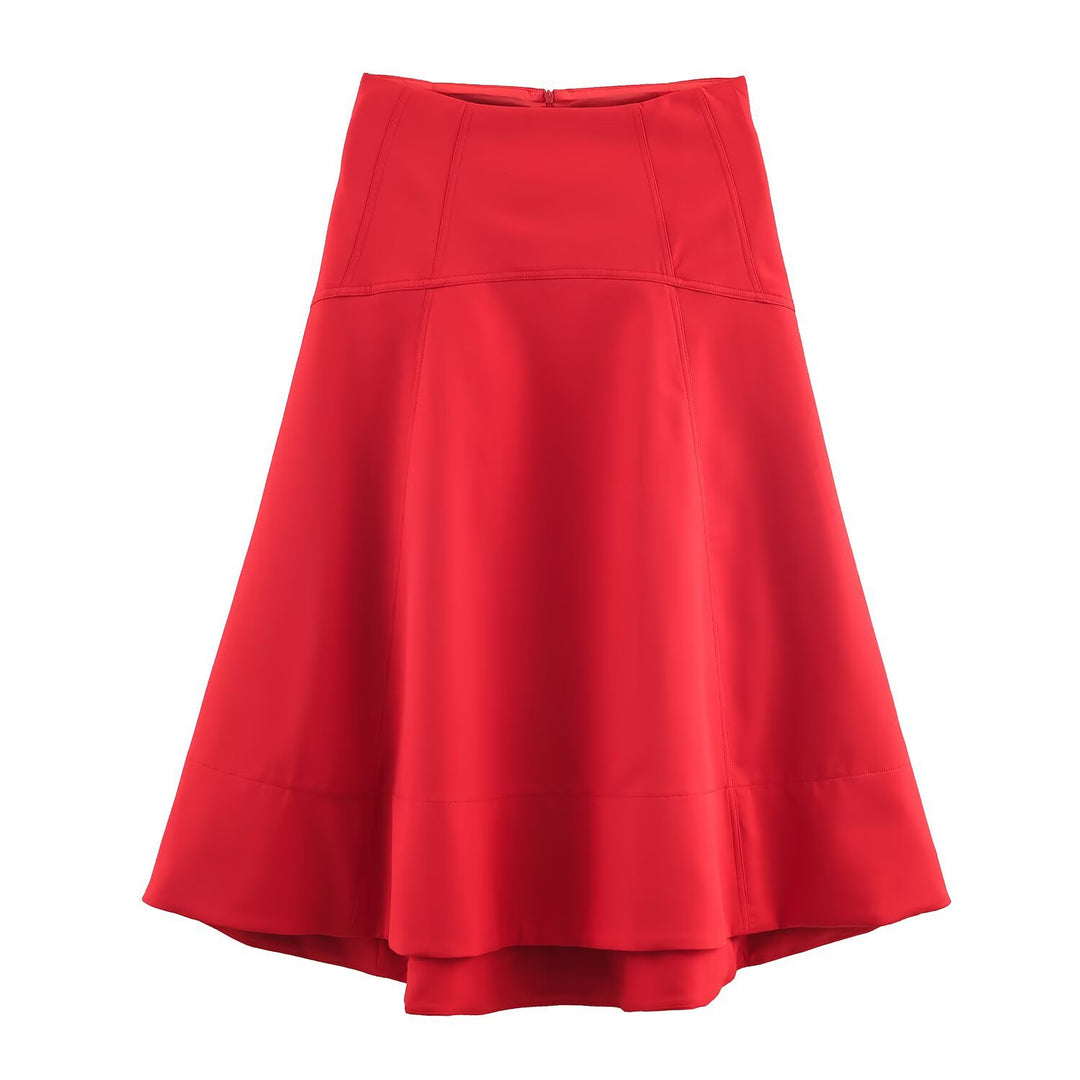 Damen Ausgestellter Midirock mit hoher Taille und Teilungsnähten Shop Nory