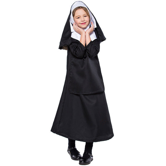 Mädchen Nonnenkostüm mit traditionellem Gewand und elegantem Kopfschmuck Shop Nory
