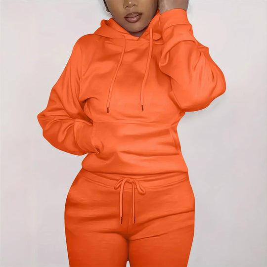 Damen nan figurbetontes Hoodie-und Taillenrock-Set mit Kängurutasche und Tunnelzug Shop Nory