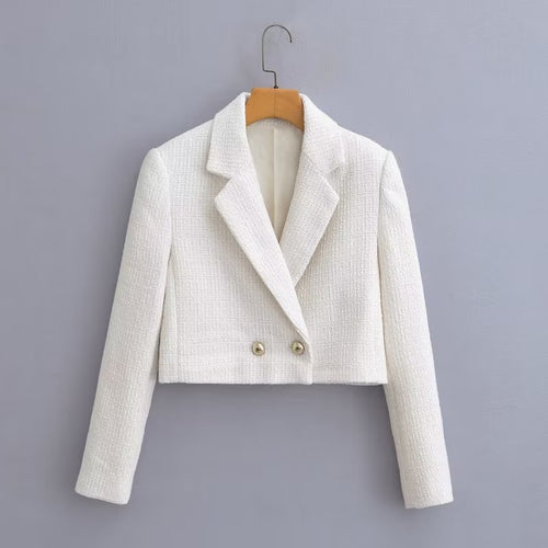 Damen Kurz geschnittener Bouclé-Blazer mit taillierter Silhouette und Doppelknopf Shop Nory