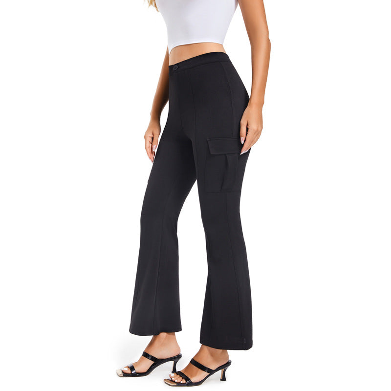 Damen High-Waist Schlaghose mit Cargo-Taschen und Bügelfalte Shop Nory