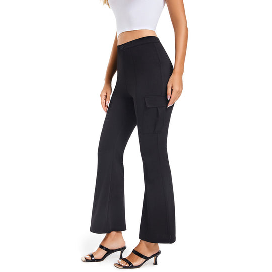 Damen High-Waist Schlaghose mit Cargo-Taschen und Bügelfalte Shop Nory