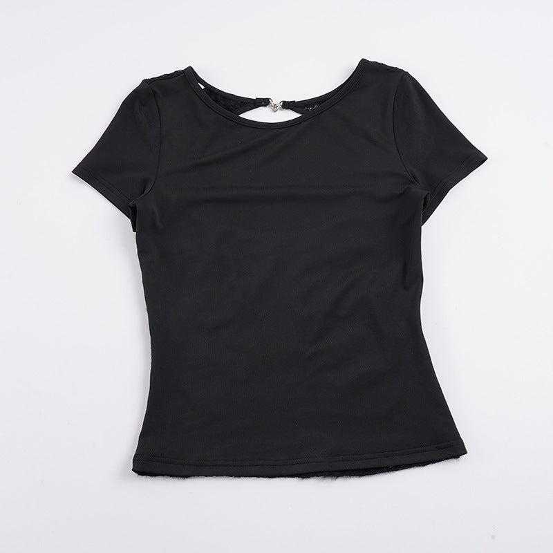 Damen figurbetontes T-Shirt mit elegantem Rückendetail