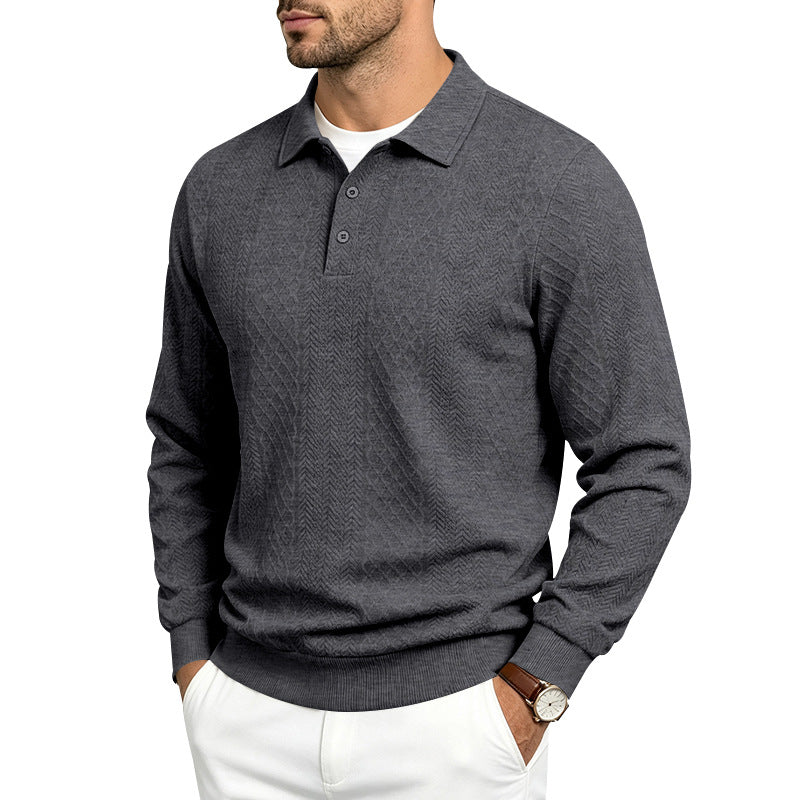 Herren Strukturiertes Langarm-Polo aus Feinstrick mit Zopfmuster Shop Nory