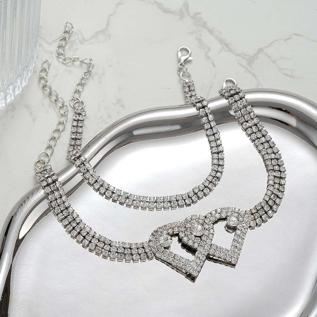 Damen Fußkettchen-Set mit funkelnden Herzen und eleganten Kristallen Shop Nory