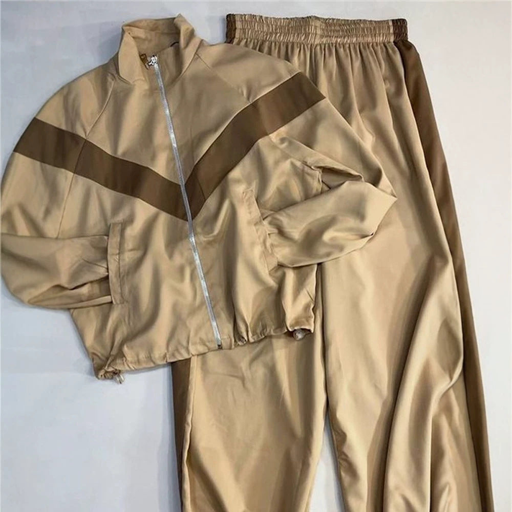 Damen Retro-Trainingsanzug mit Reißverschlussjacke und elastischer Bundhose Shop Nory