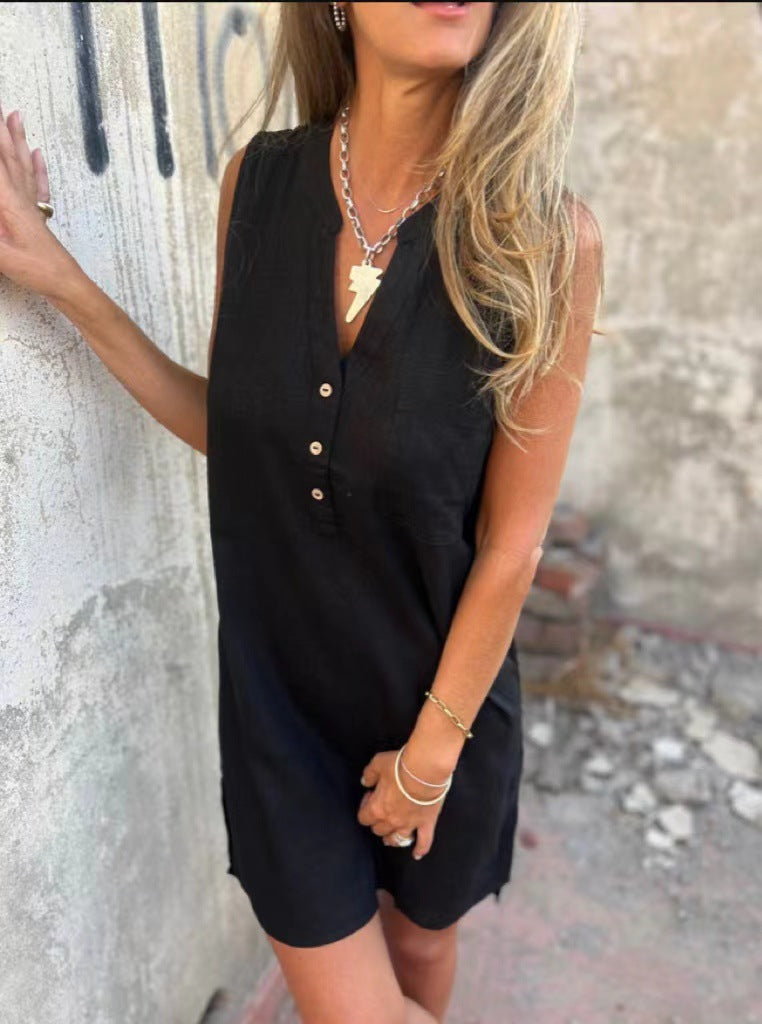 Damen Lässiges Viskose Sommerkleid mit Knopfdetails Shopnory