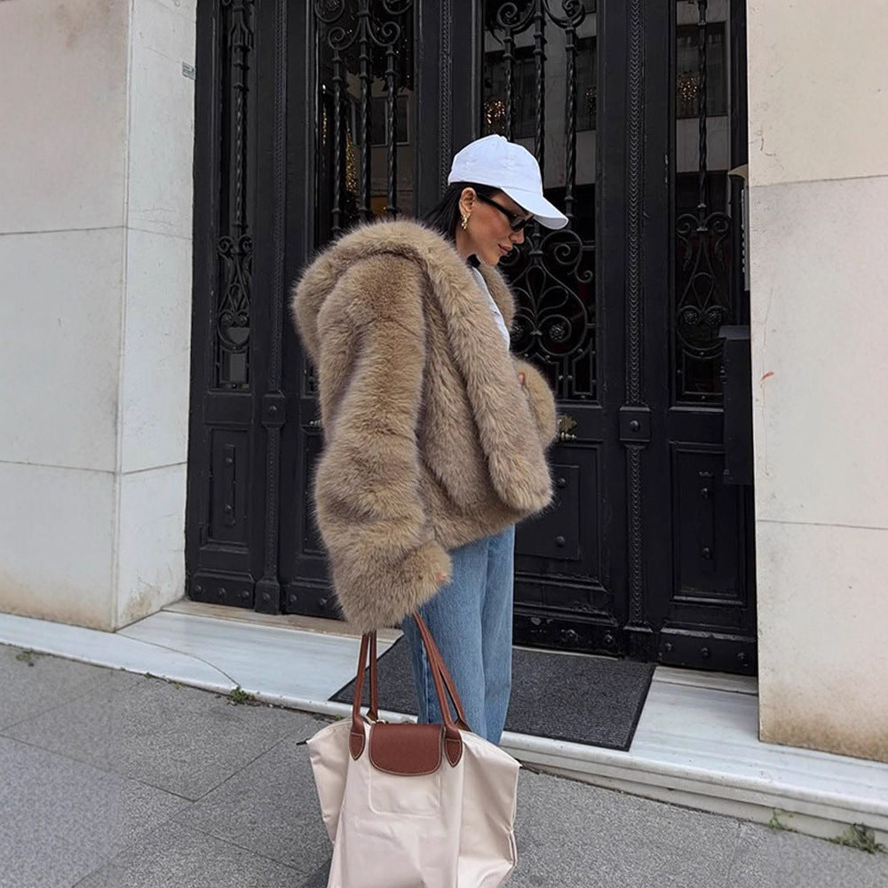 Damen Boxy-Kunstpelzjacke im Teddy-Look mit Oversize-Schalkragen Shop Nory