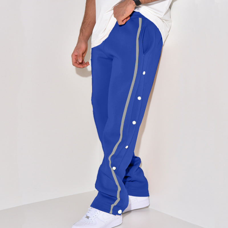 Herren Snap-Trackhose mit seitlichem Kontraststreifen, Druckknopf-Leiste und elastischem Bund Shop Nory