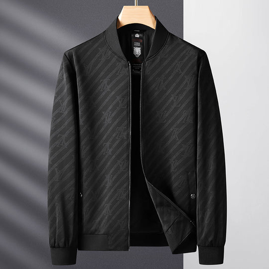 Herren Slim-Fit Jacquard-Bomberjacke mit tonalem Muster, Reißverschluss und Rippbündchen Shop Nory