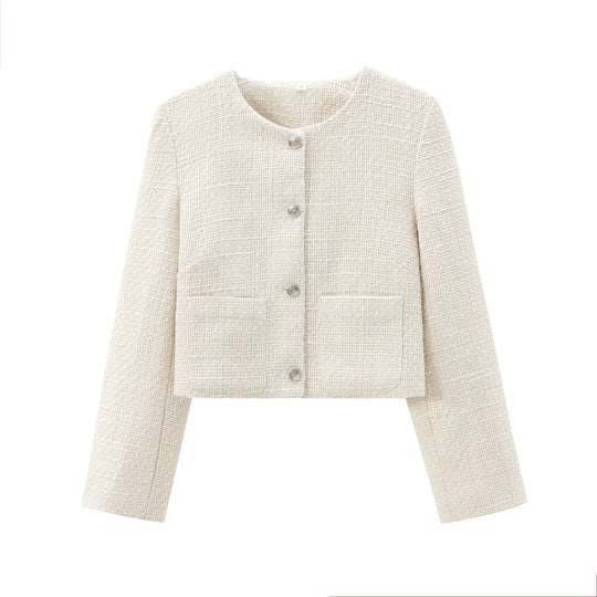 Damen Kurz Geschnittene Designer-Jacke mit Strukturiertem Stoff