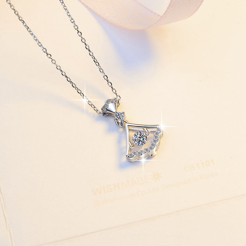Damen elegante Anhänger-Halskette mit funkelndem Zirkonia Shop Nory