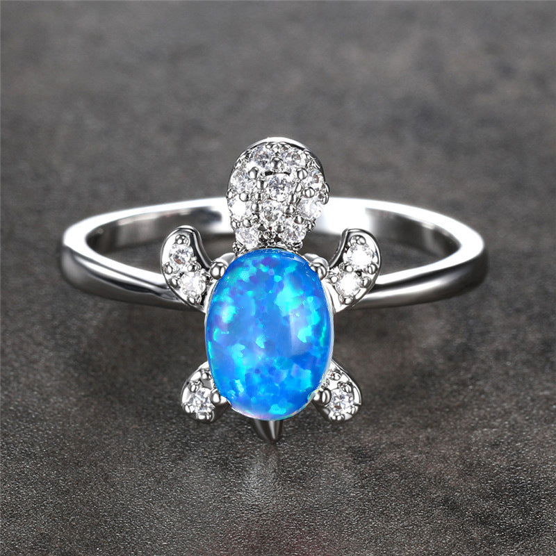 Damen Ring mit schimmerndem Schildkrötenmotiv und funkelnden Zirkoniasteinen Shop Nory