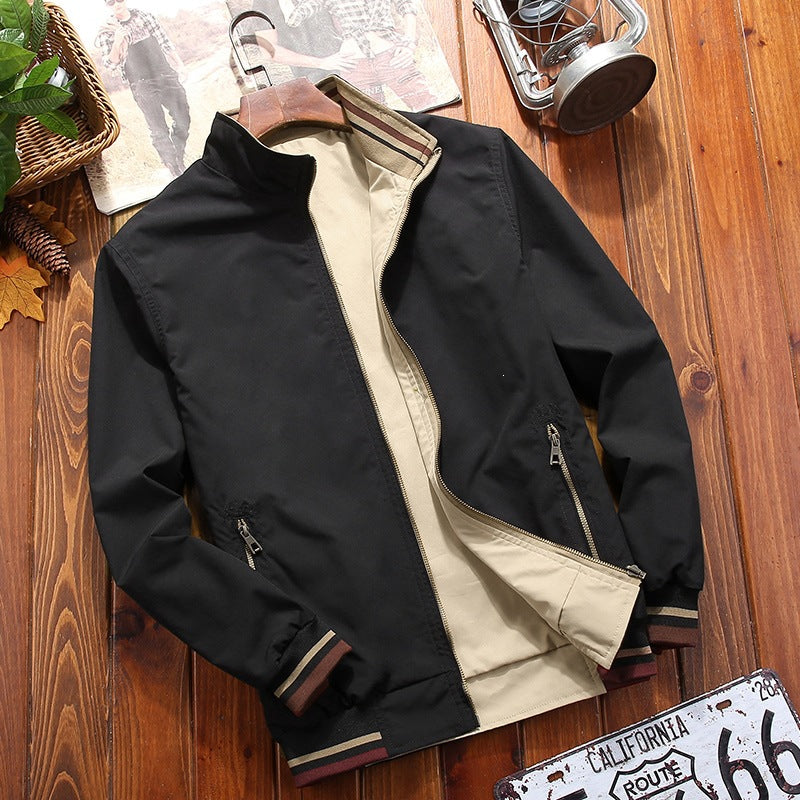 Herren Leichte Bomberjacke im urbanen Utility‑Look mit gestreiften Rippbündchen & Reißverschlusstaschen Shop Nory