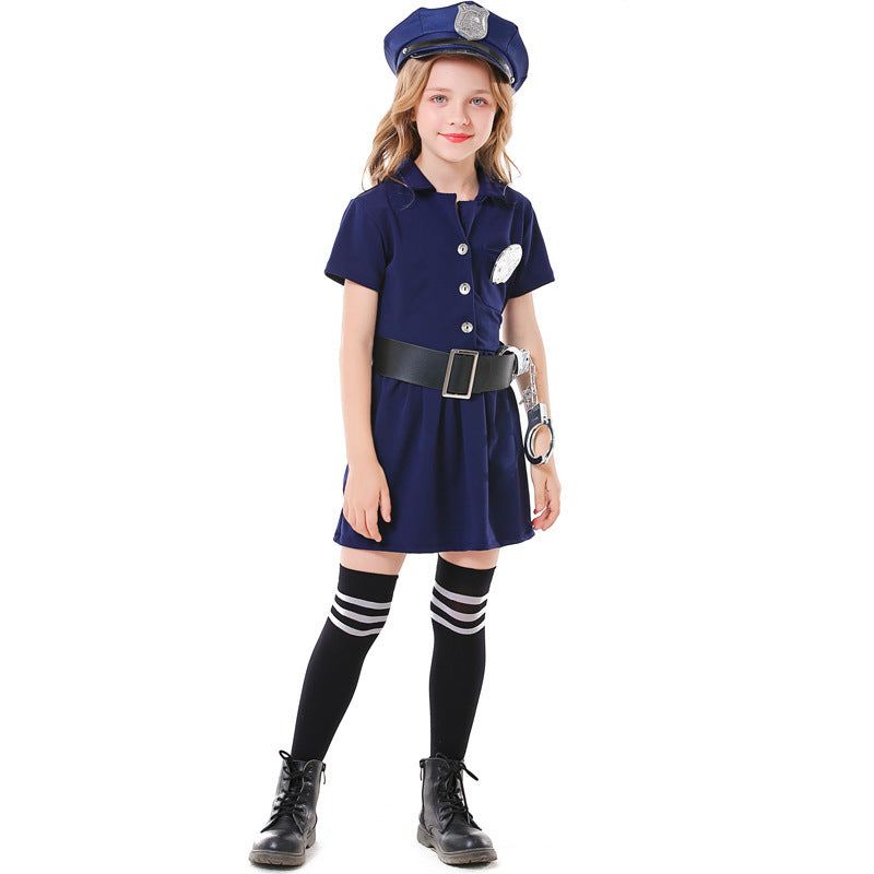Mädchen Polizeikostüm mit Rock und Modischen Accessoires Shop Nory