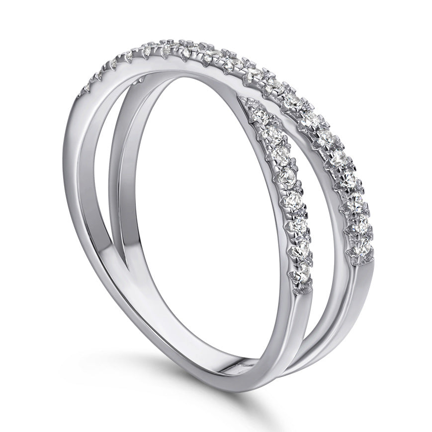 Damen Doppelring mit funkelndem Zirkonia-Besatz Shop Nory