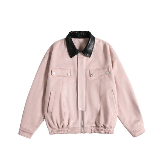 Damen Kurz geschnittene Boxy-Blousonjacke mit kontrastierendem Kunstlederkragen Shop Nory