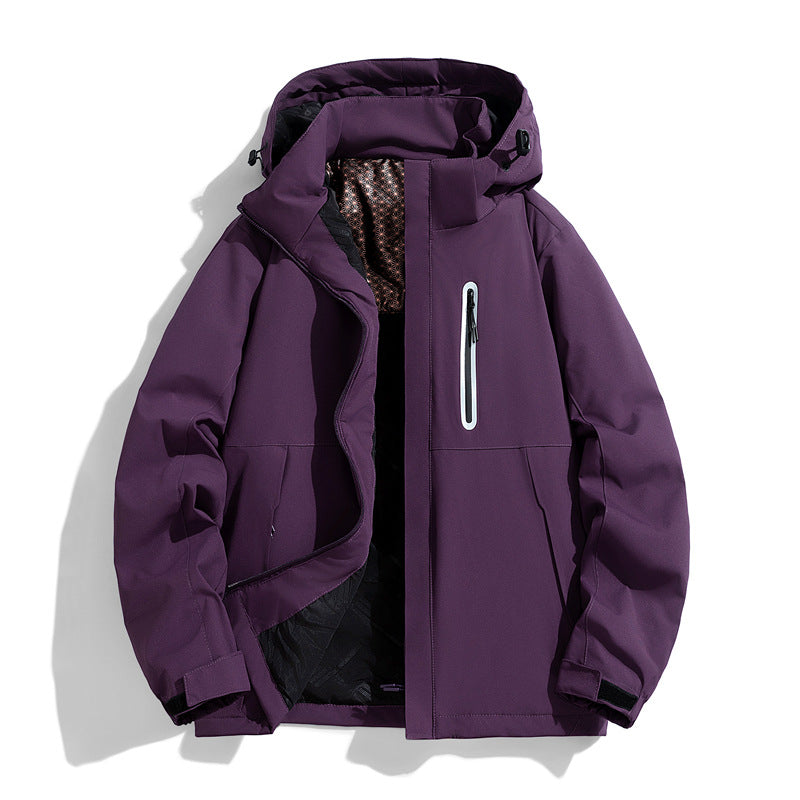 Herren wasserabweisende gesteppte Winterjacke mit Kapuze, thermischer Isolierung und reflektierender Brusttasche Shop Nory