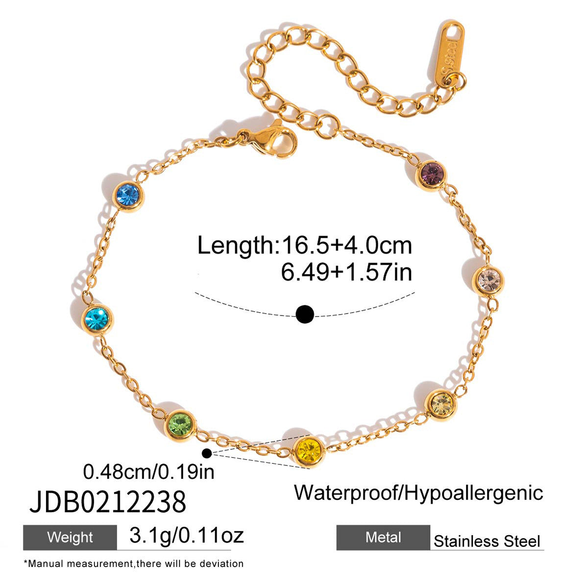 Damen Armband mit bunten Zirkonia und hypoallergenen Eigenschaften Shop Nory