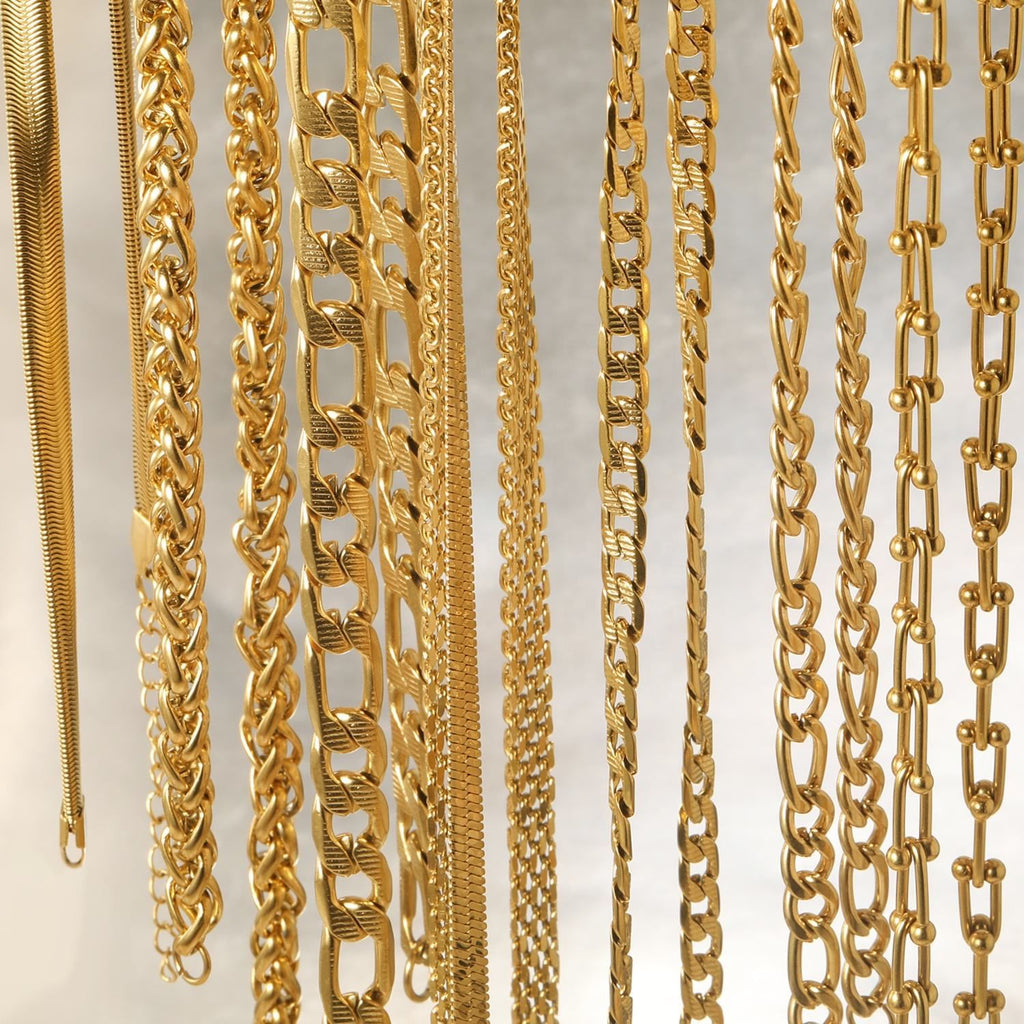 Damen Edelstahl-Halskette mit goldplattiertem Gliederdesign Shop Nory