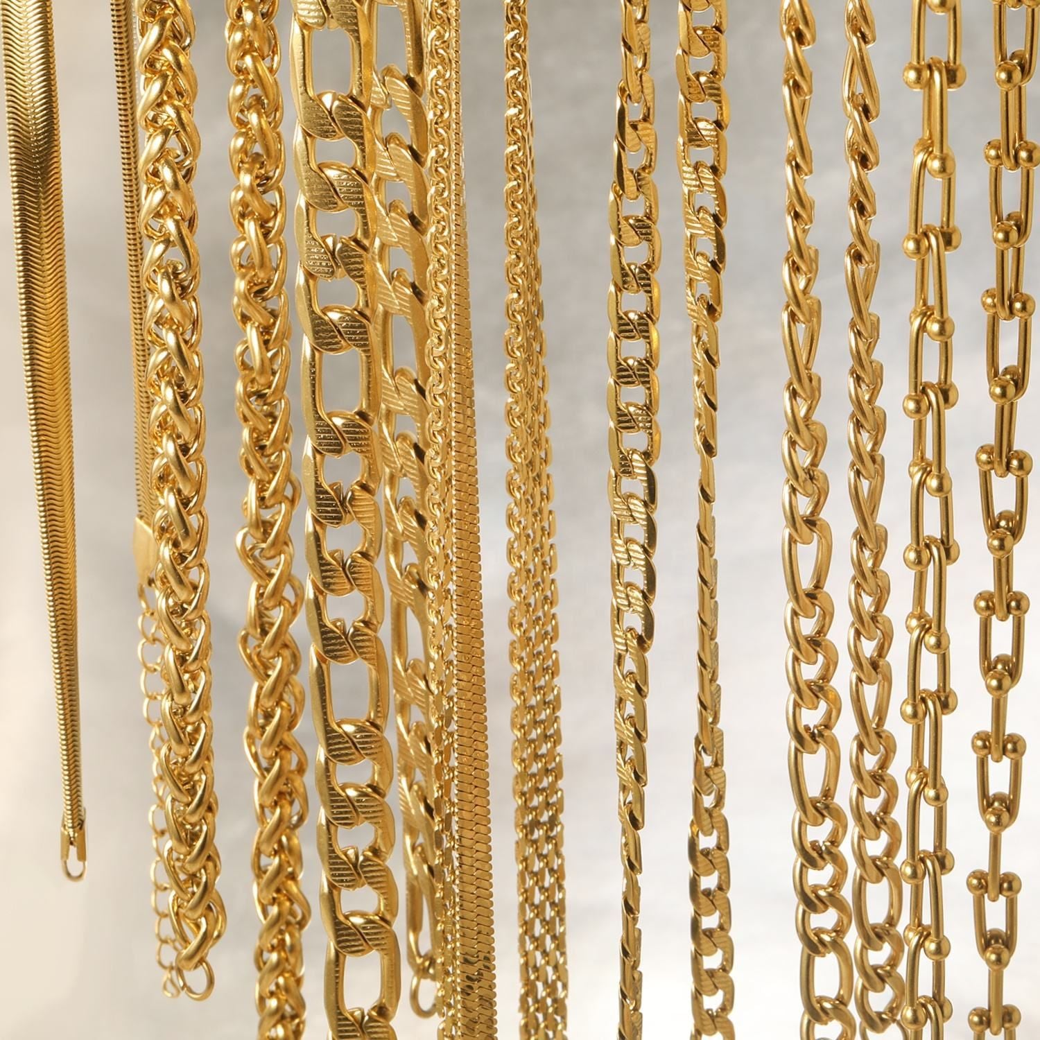Damen Edelstahl-Halskette mit goldplattiertem Gliederdesign Shop Nory