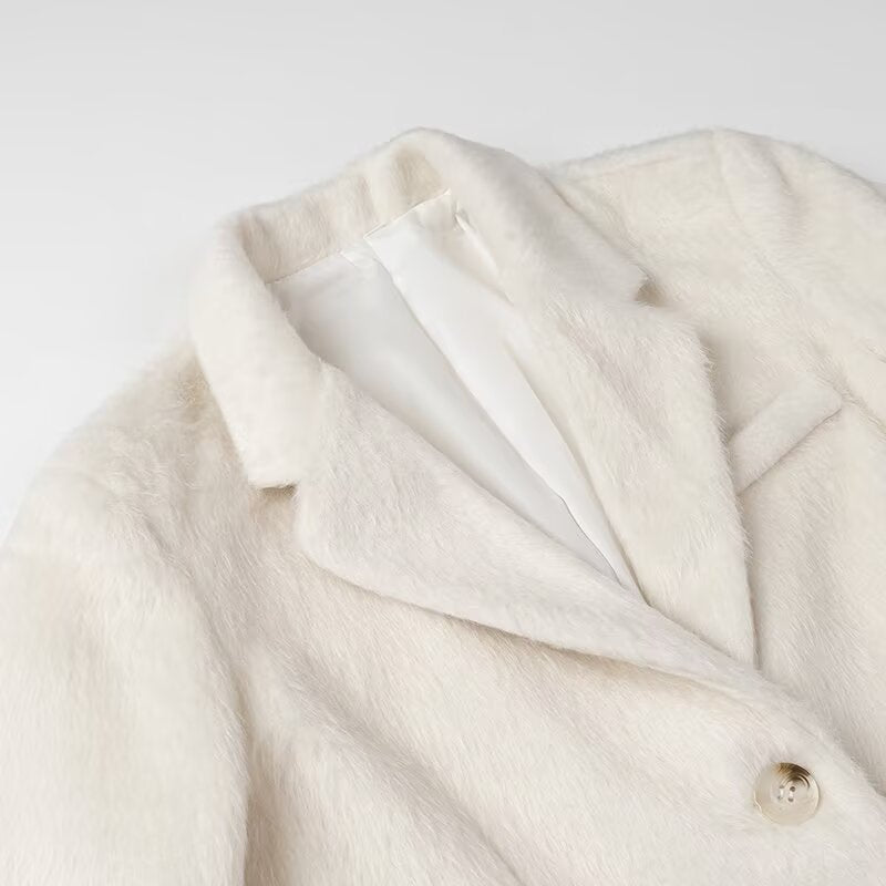 Damen Gefütterter Oversize-Blazer‑Mantel mit Reverskragen und Pattentaschen Shop Nory
