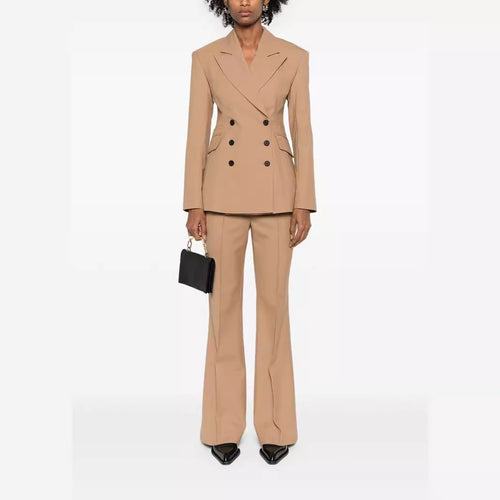 Damen Zweiteiliges tailliertes Doppelreihiges Blazer‑Hosenanzug mit ausgestellter Palazzohose Shop Nory