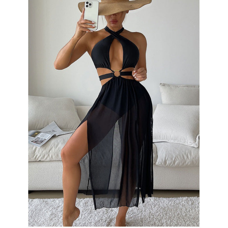 Damen Sexy Strandkleid mit Cut-Outs Shopnory