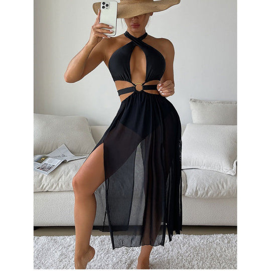 Damen Sexy Strandkleid mit Cut-Outs Shopnory