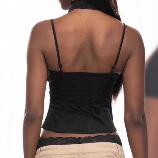 Damen Hochgeschlossenes Corsage-Oberteil mit schulterfreien Trägern und BindShopnoryändern Shopnory