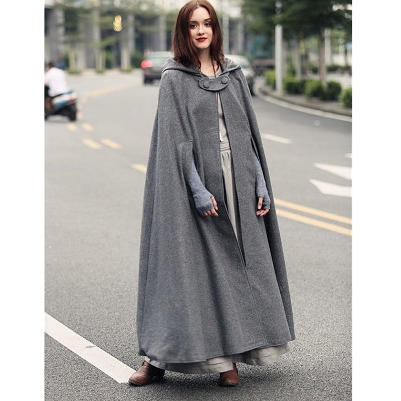 Damen elegante Kapuzenumhang mit verstellbarem Verschluss