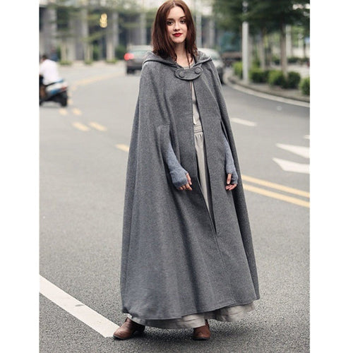 Damen elegante Kapuzenumhang mit verstellbarem Verschluss