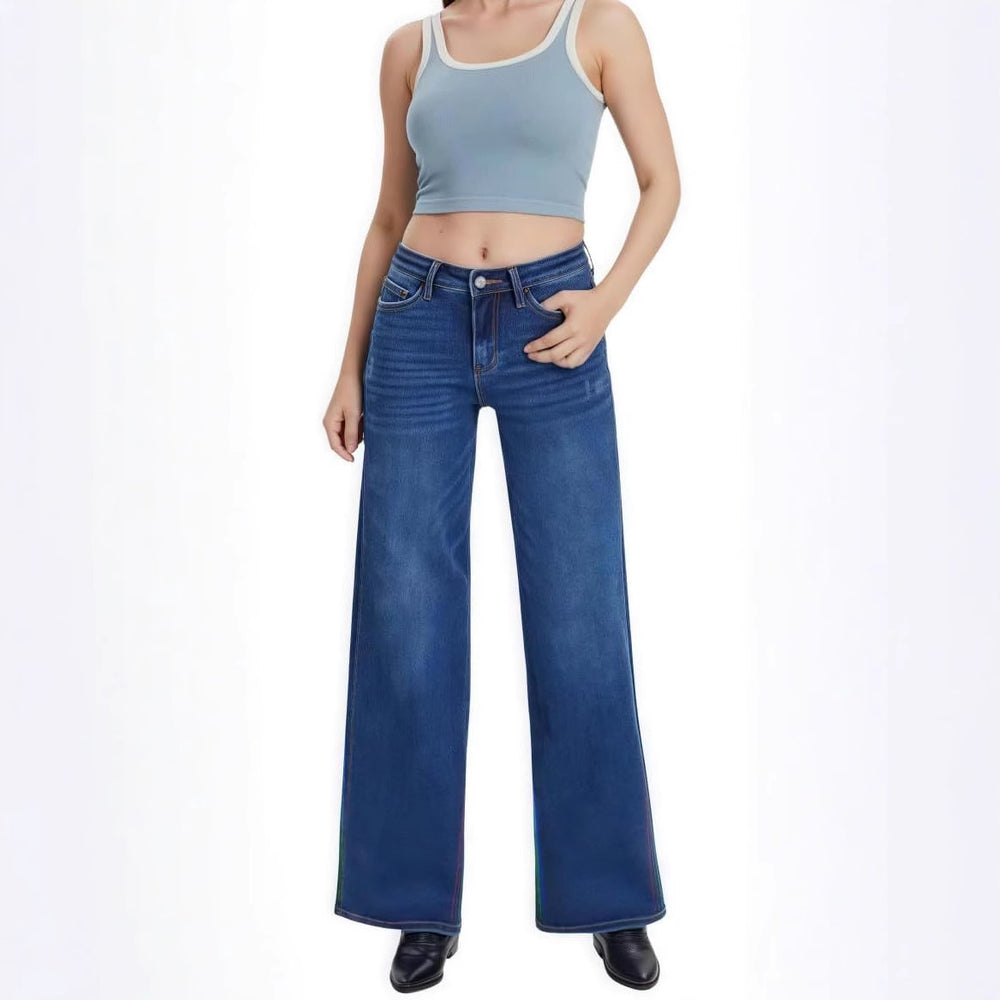 Damen Weite High‑Waist Schlagjeans aus Stretch Denim Shop Nory