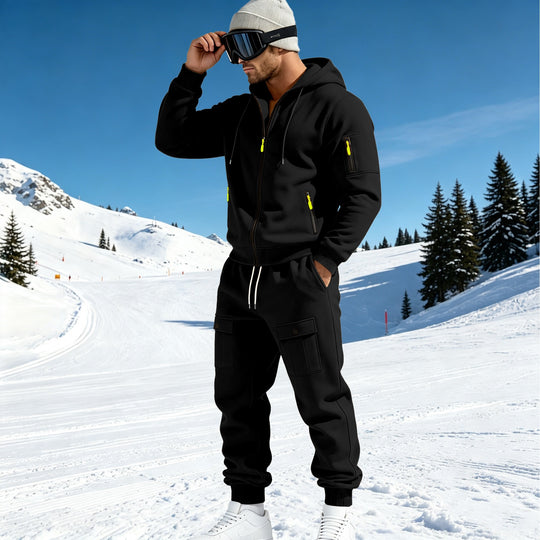 Herren Komfort-Fleece Hoodie mit Reißverschluss, Kapuze und Utility-Ärmeltasche Shop Nory