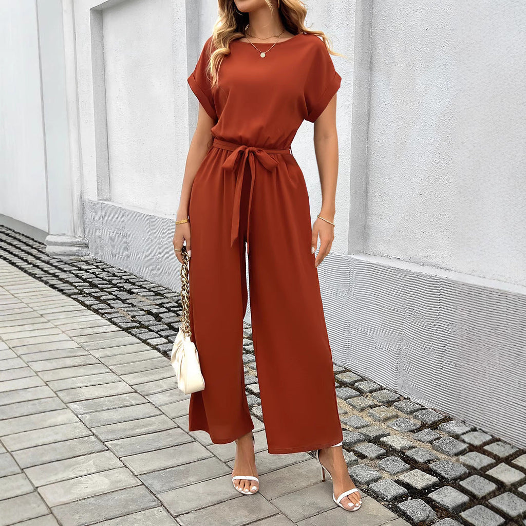 Damen Eleganter Jumpsuit mit Taillengürtel