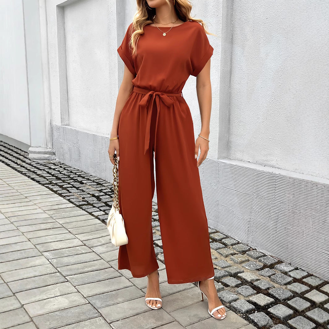 Damen Eleganter Jumpsuit mit Taillengürtel